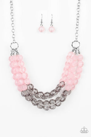 Summer Ice Pink and Gray Necklace - Paparazzi Accessories - Gtdazzlequeen