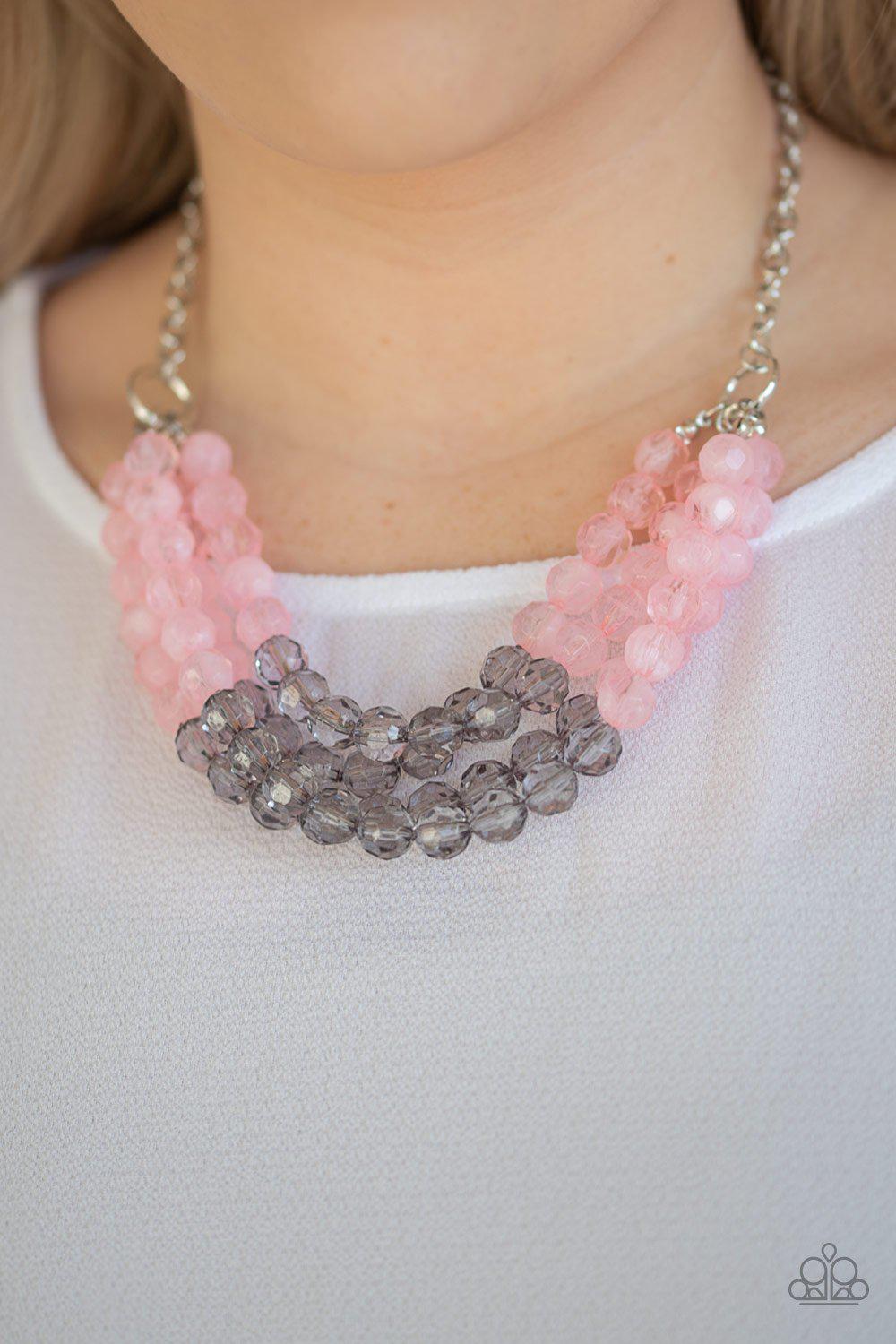 Summer Ice Pink and Gray Necklace - Paparazzi Accessories - Gtdazzlequeen