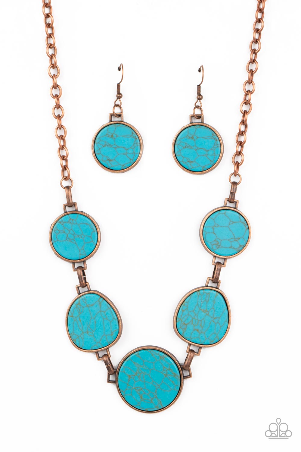 Santa Fe Flats - Blue and Copper Necklace- Paparazzi Accessories - Gtdazzlequeen
