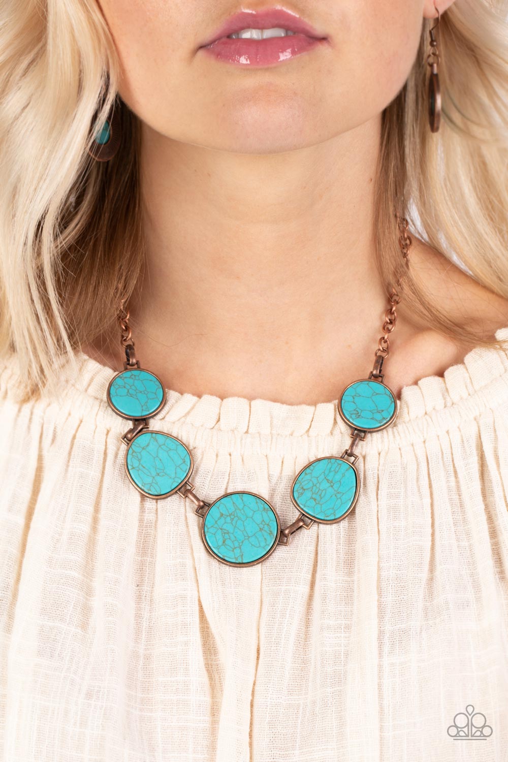 Santa Fe Flats - Blue and Copper Necklace- Paparazzi Accessories - Gtdazzlequeen