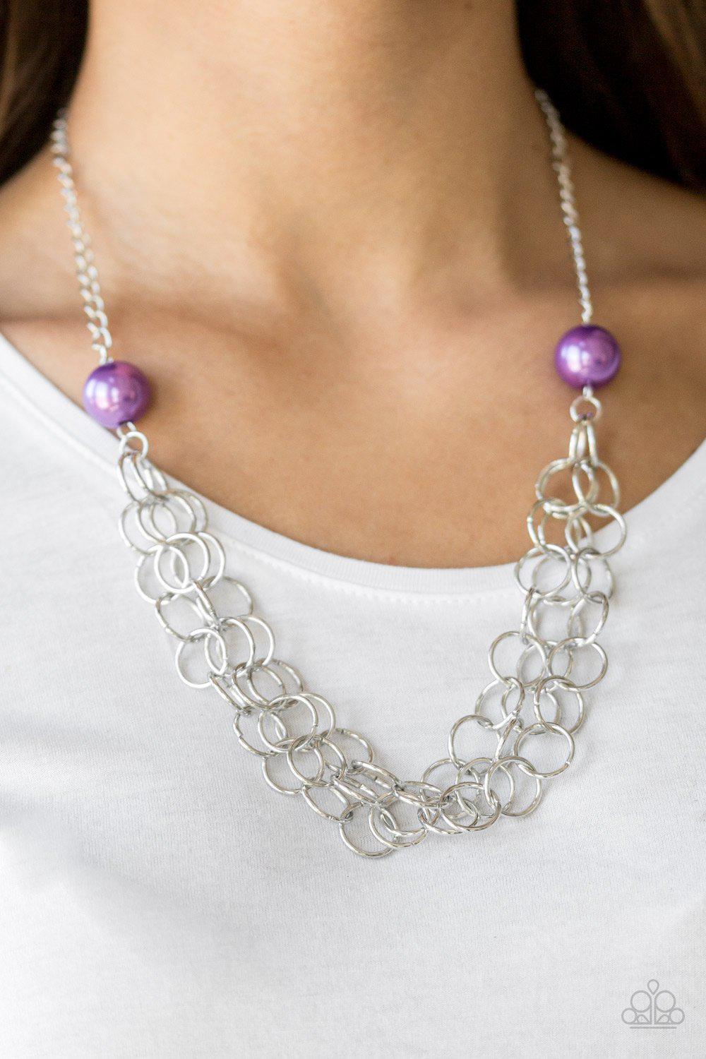 Daring Diva Purple and Silver Necklace - Paparazzi Accessories - Gtdazzlequeen
